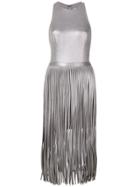 Halston Heritage Fringed Midi Dress - Silver