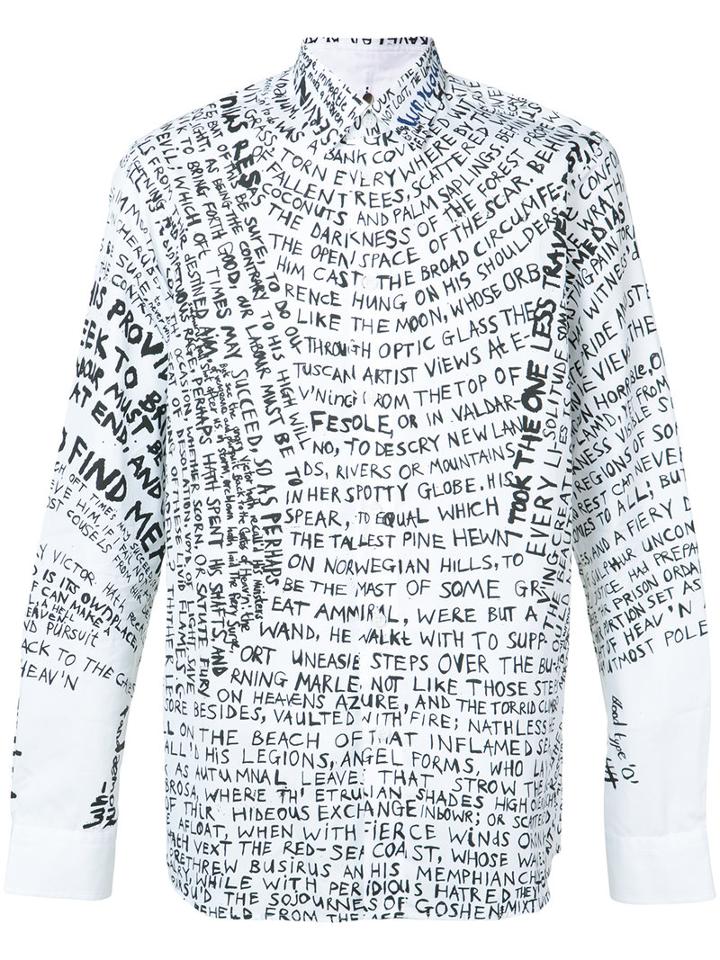 Oamc - Text Print Shirt - Men - Cotton - M, White, Cotton