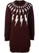 Neil Barrett 'lightning Bolt' Sweatshirt Dress, Women's, Size: Small, Red, Cotton/polyurethane/spandex/elastane/viscose