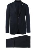 Lardini Flap Pockets Formal Suit, Men's, Size: 56, Blue, Wool/spandex/elastane/cupro/viscose