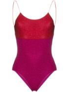 Oseree Bi-colour Lurex Swimsuit - Pink & Purple