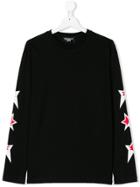 Neil Barrett Kids Teen Star Print Long Sleeve T-shirt - Black