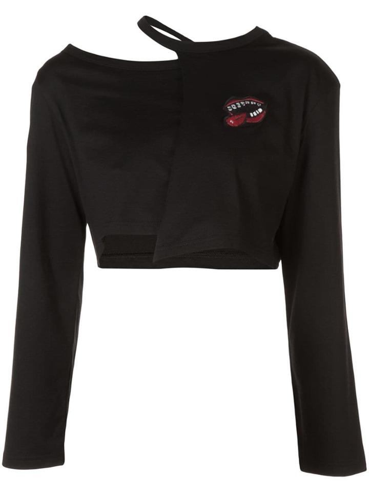 Haculla Asymmetric Lips Print T-shirt - Black