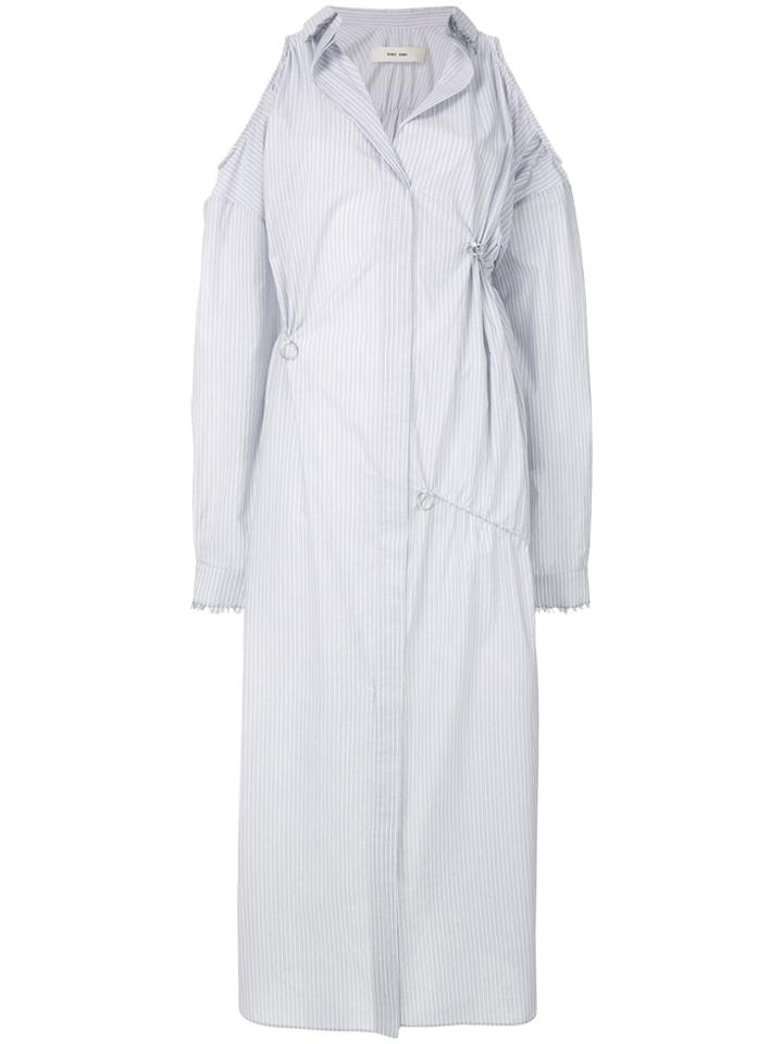 Damir Doma Cold Shoulder Striped Dress - White