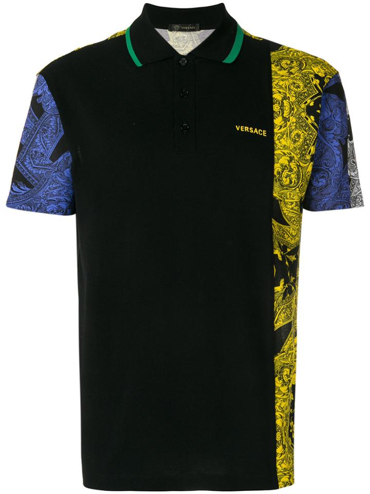 Versace Baroque Print Polo Shirt - Black