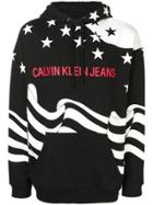 Calvin Klein Jeans Flag Print Hoodie - Black