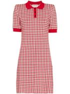 Shushu/tong Gingham Knitted Polo Dress - Red