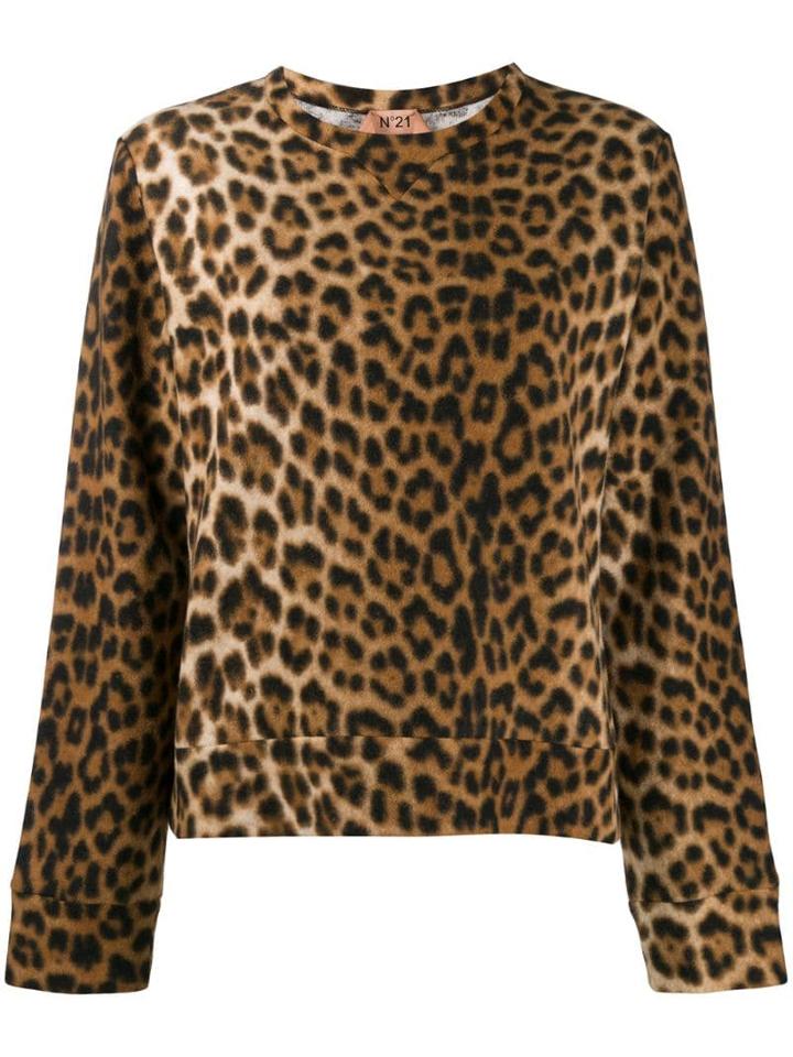 Nº21 Animal Print Sweater - Brown