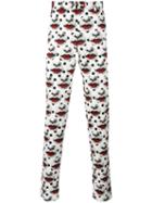 Lips Print Straight Trousers - Men - Polyester - L, White, Polyester, Comme Des Garçons Homme Plus