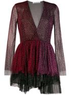Philosophy Di Lorenzo Serafini Animal-print Two-tone Tulle Dress -