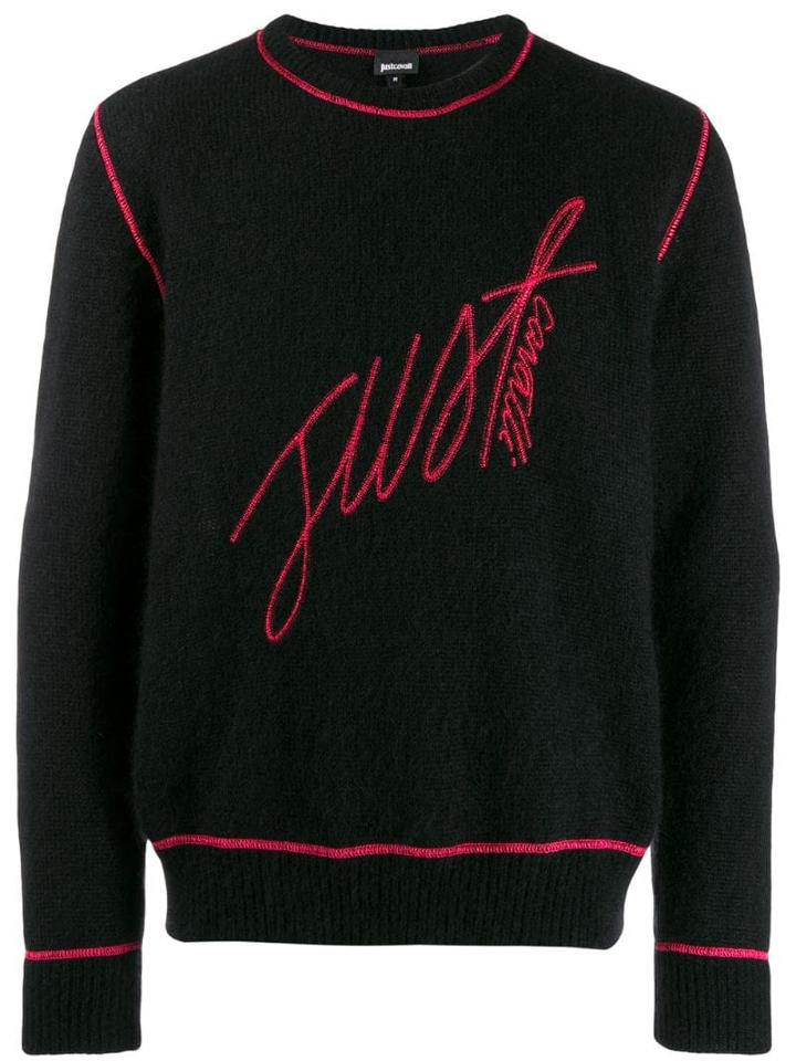 Just Cavalli Contrast Logo Jumper - Black