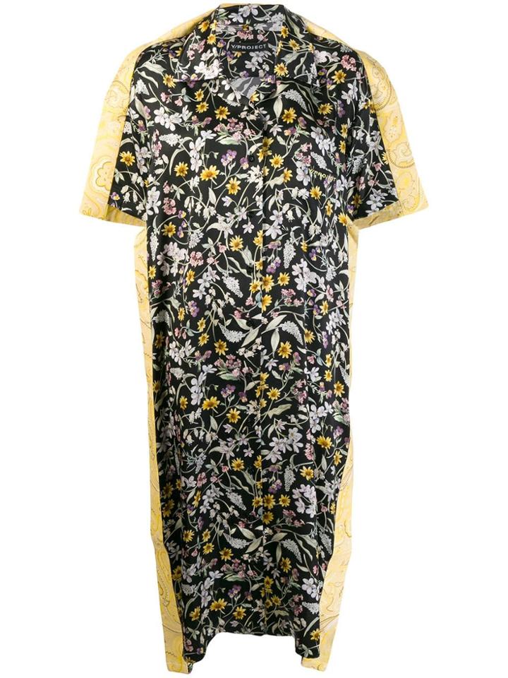 Y/project Floral Print Shirt Dress - Black