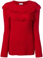 Red Valentino Side Slit Ruffle Sweater