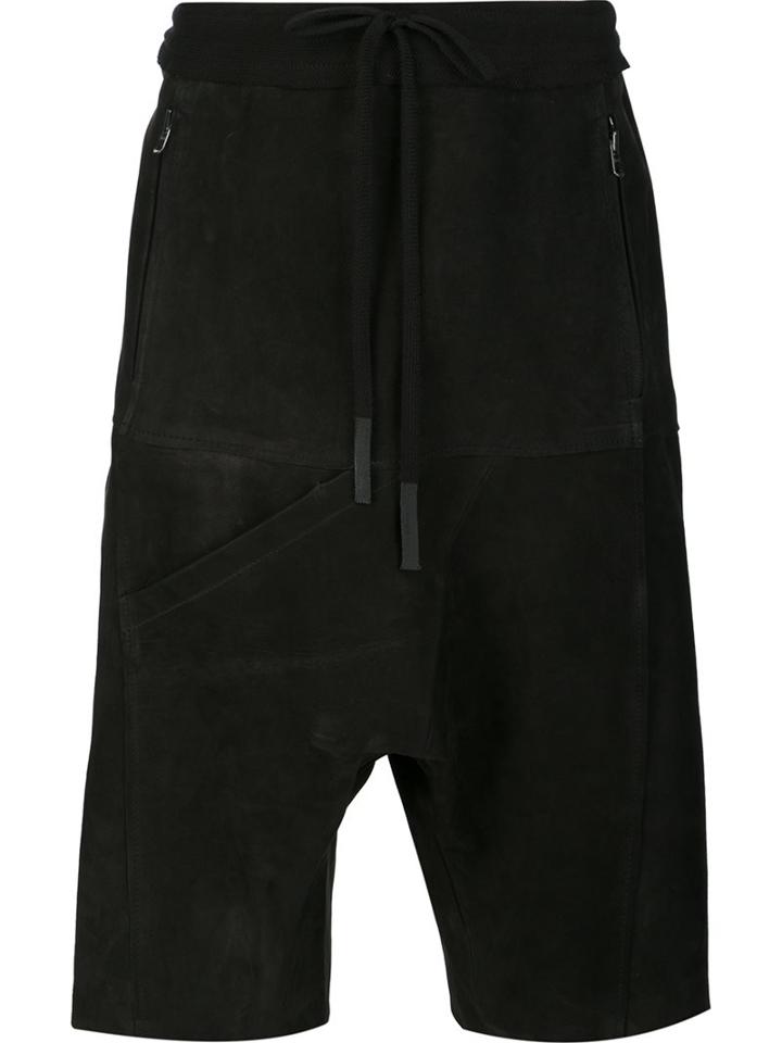 Lost & Found Ria Dunn Drop Crotch Shorts, Men's, Size: Medium, Black, Goat Skin
