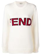 Fendi Brand Logo Sweater - White