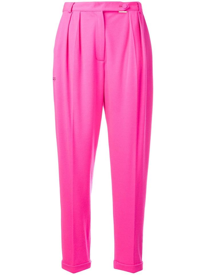 Styland High-waisted Cigarette Trousers - Pink & Purple