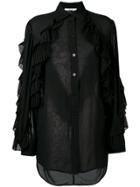Givenchy Ruffled Style Transparent Blouse - Black