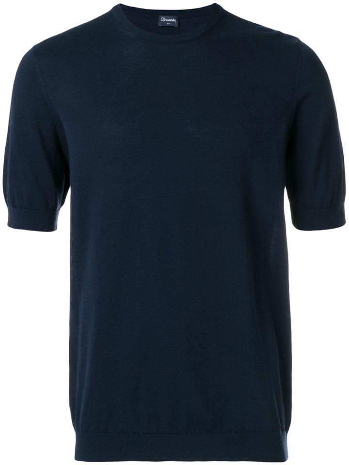 Drumohr Fine Knit Crew Neck T-shirt - Blue