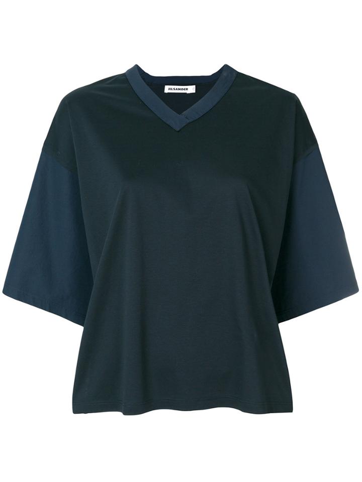 Jil Sander Loose V-neck T-shirt - Blue