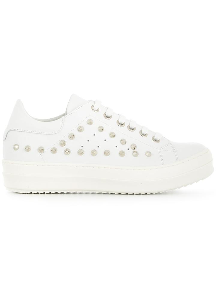 Les Hommes Studded Low-top Sneakers - White