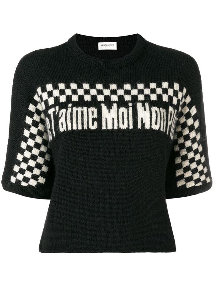 Saint Laurent Short Sleeve Jacquard Sweater - Black