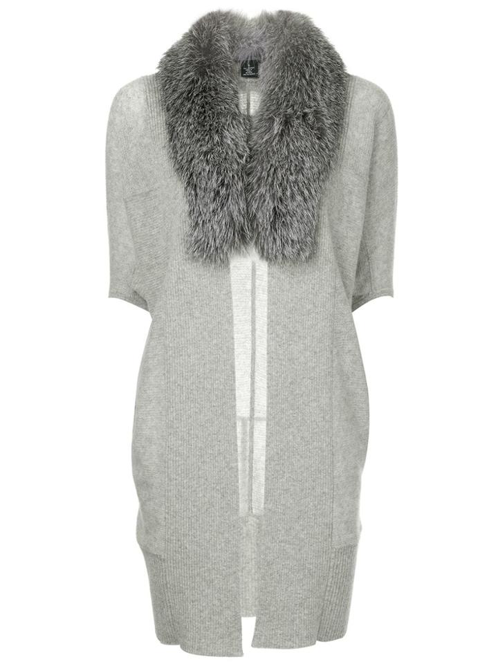 Sofia Cashmere Cropped Sleeve Cardi-coat - Grey