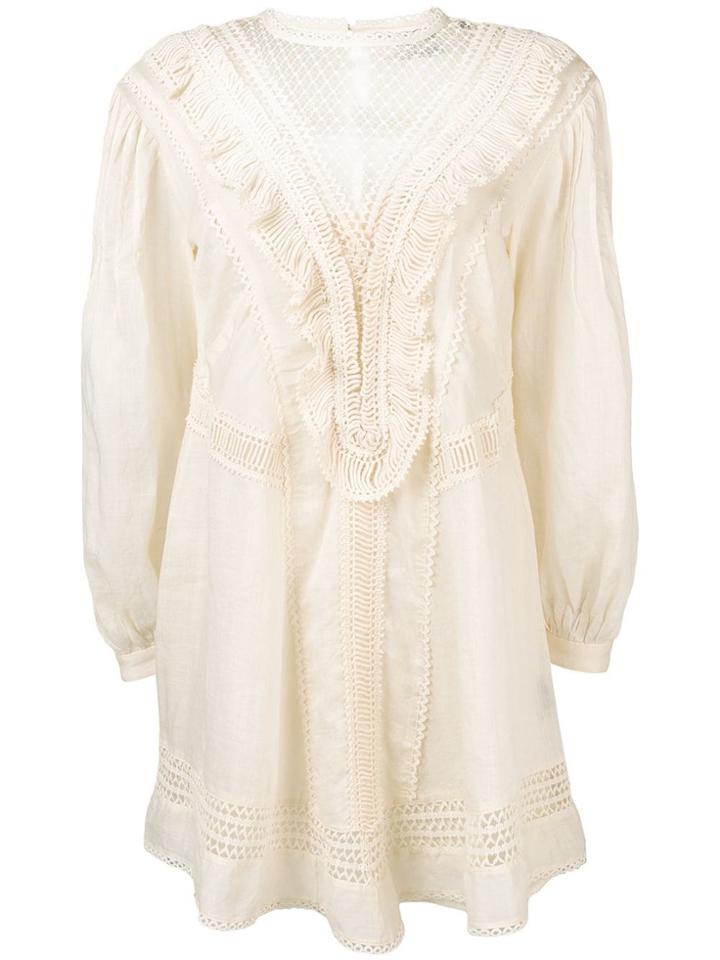 Isabel Marant Crochet-trimmed Voile Dress - Neutrals