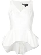 Carolina Herrera Peplum Sleeveless Top, Women's, Size: 12, White, Silk/polyester