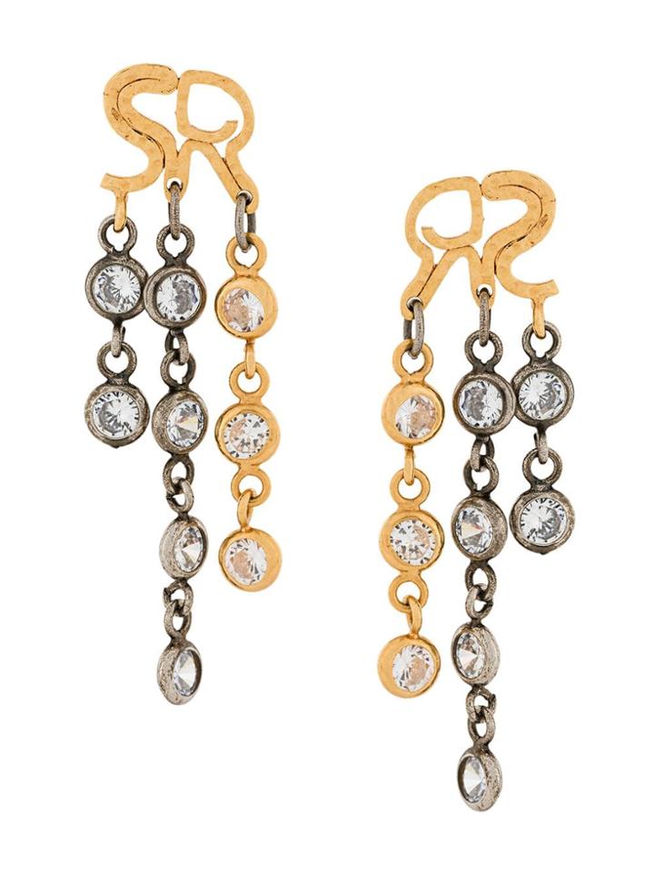 Sonia Rykiel Logo Crystal Drop Earrings - Metallic