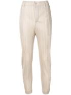 Pleats Please By Issey Miyake Beige Cropped Trousers - Neutrals