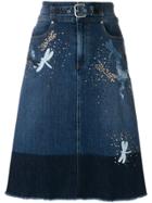 Red Valentino Dragonfly Denim Skirt - Blue