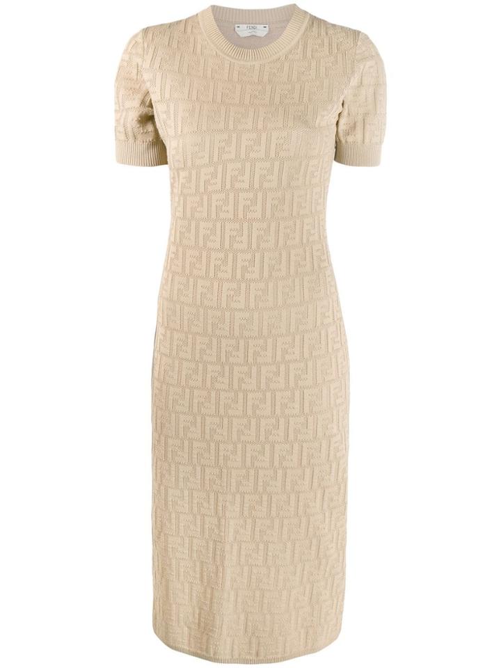 Fendi Inlaid Ff Motif Dress - Neutrals