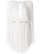 Jay Ahr Gold-tone Detail Longsleeved Dress, Women's, Size: 34, White, Cotton/nylon