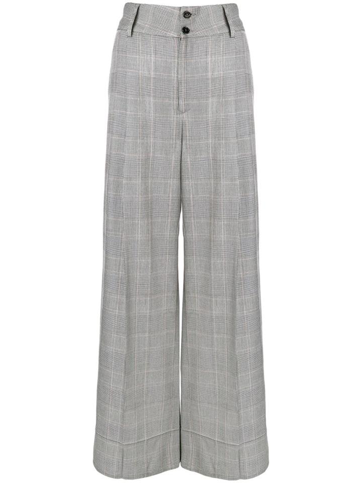 Mm6 Maison Margiela Checked Wide-leg Trousers - Black