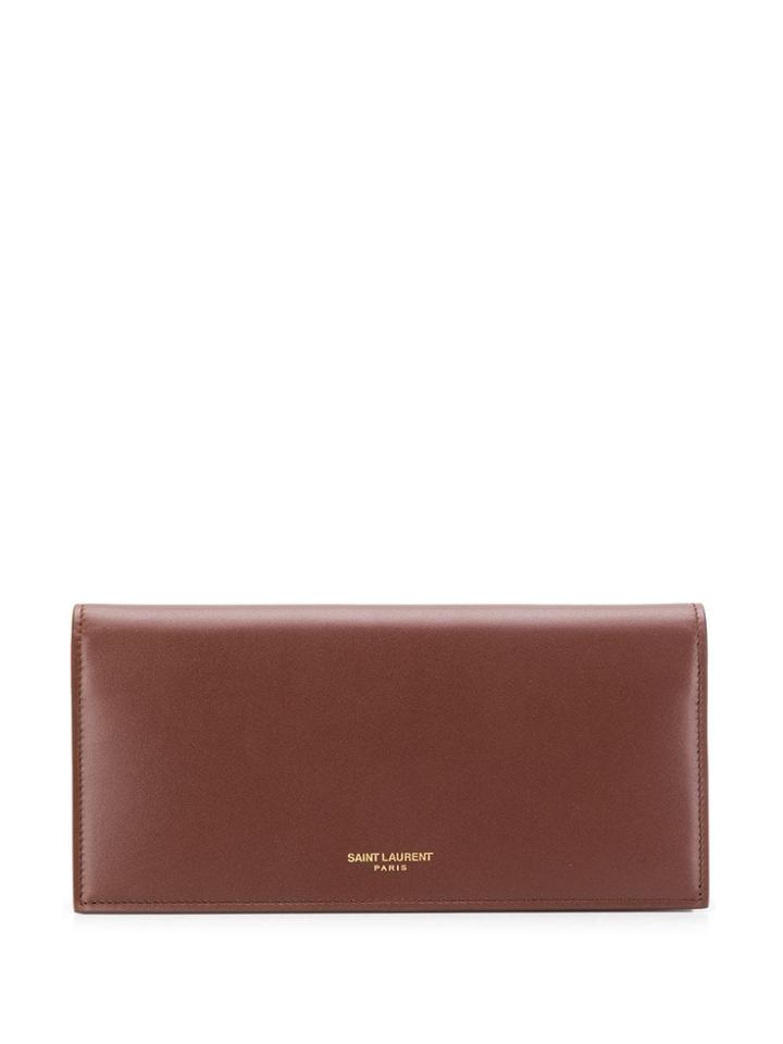 Saint Laurent Logo Stamp Continental Wallet - Brown