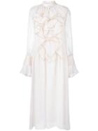 See By Chloé Ruffled Midi Dress, Women's, Size: 38, Nude/neutrals, Polyester
