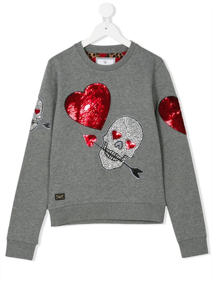 Philipp Plein Junior Teen Embellished Sweatshirt - Grey