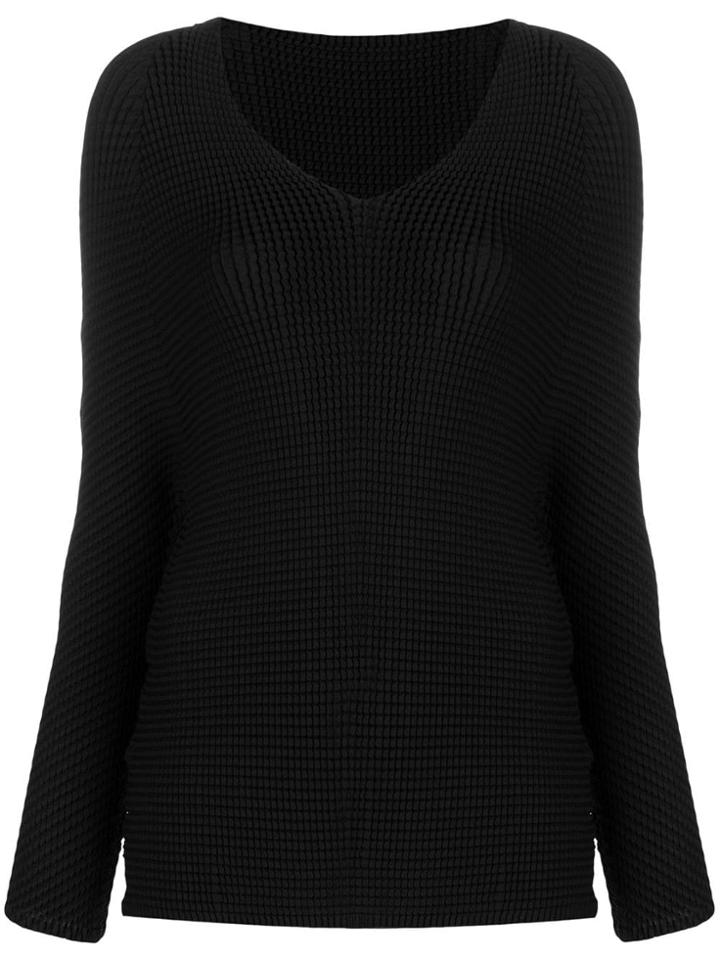 Issey Miyake Waffle Pleat Top - Black