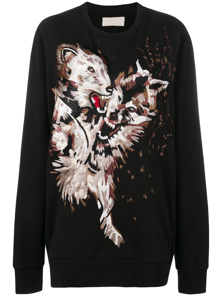 Ih Nom Uh Nit Embroidered Oversized Jumper - Black