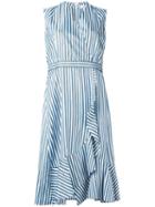 Carven Striped Dress, Women's, Size: 38, White, Silk/acetate