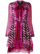 Just Cavalli Zebra Print Dress - Pink & Purple