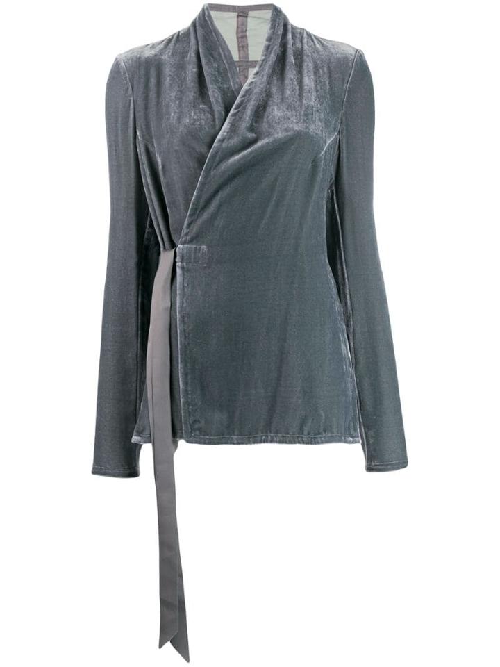 Rick Owens Velvet Wrap Blouse - Blue