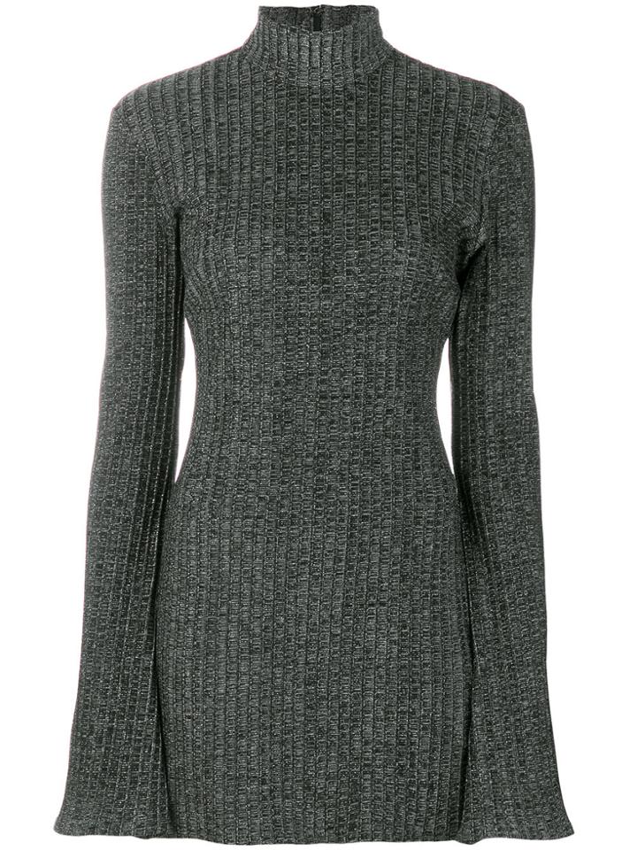 Ellery Ribbed Roll Neck Dress - Grey