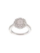 Marchesa 18kt White Gold Diamond Floral Engagement Ring - Silver