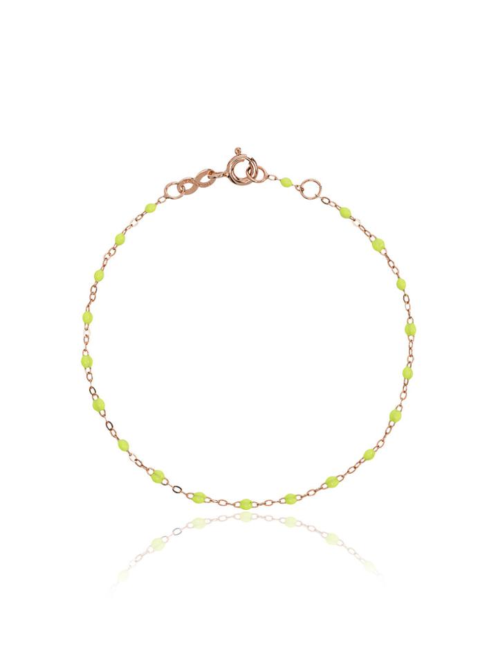 Gigi Clozeau Lime Green Rg Bead Rose Gold Bracelet - Yellow & Orange