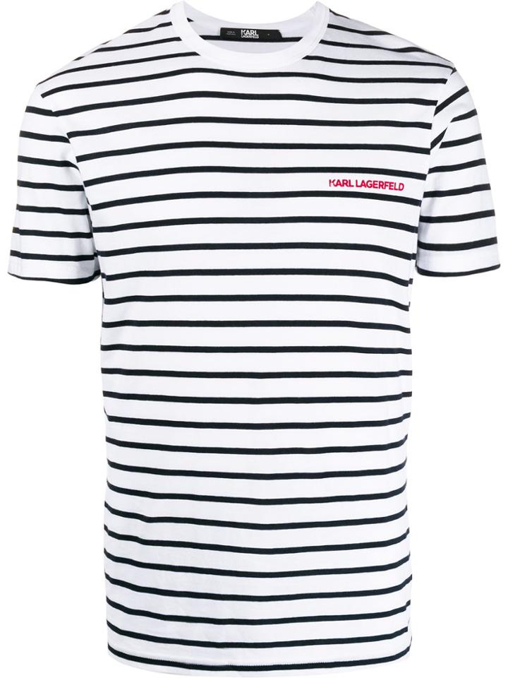 Karl Lagerfeld Striped Logo T-shirt - White