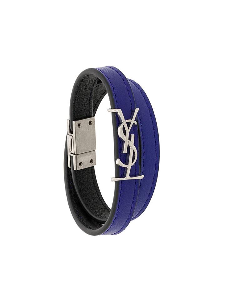 Saint Laurent Ysl Double Wrap Bracelet - Blue
