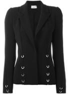 Mugler Piercing Detail Blazer, Women's, Size: 38, Black, Acetate/polyester/spandex/elastane