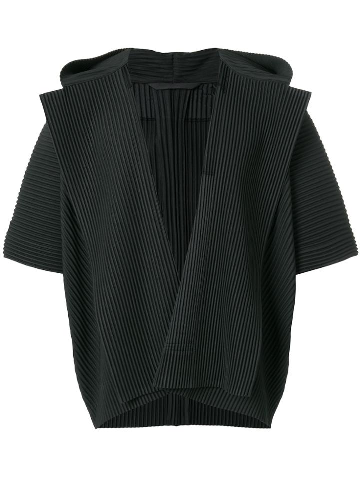 Homme Plissé Issey Miyake Rib Knit Hooded Cardigan - Green