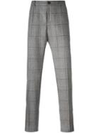 Etro Woven Check Trousers, Men's, Size: 54, Grey, Silk